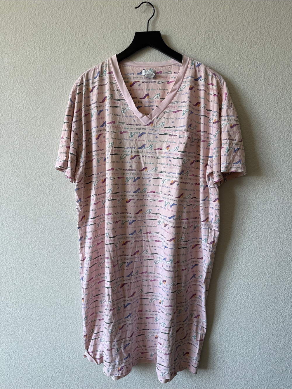Nordstrom Pink Short-Sleeve V-Neck Sleep Shirt Nightgown